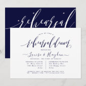 Elegant repetitiedinermaal, marineblauw schrift aankondiging (Voorkant / Achterkant)