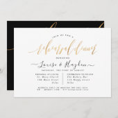 Elegant repetitief diner, Faux Gold Modern Script Aankondiging (Voorkant / Achterkant)