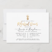 Elegant repetitief diner, Faux Gold Pineappel Aankondiging (Voorkant)