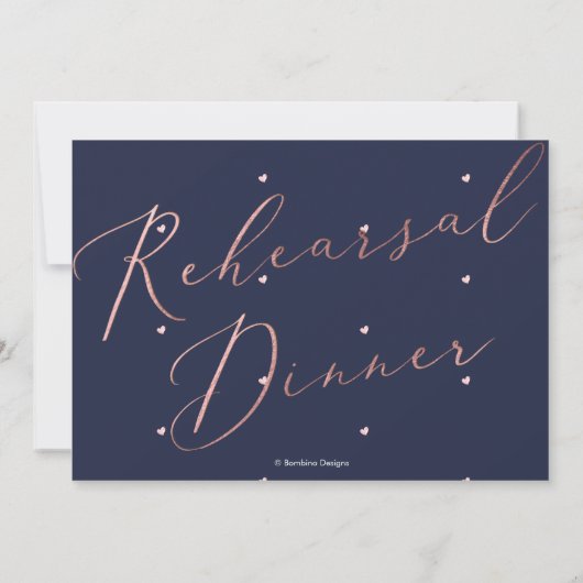 Elegant repetitief diner, Roos Gold Luxe script Kaart (Achterkant)