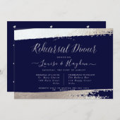 Elegant repetitief diner, Silver Brush+Script Aankondiging (Voorkant / Achterkant)