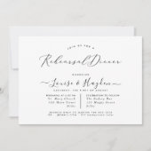 Elegant repetitief diner, zwart wit luxe script kaart (Voorkant)