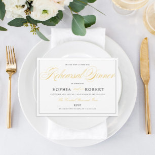 Elegant repetitief Dinner Black en Gold op White Kaart