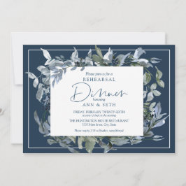 Elegant repetitief Dinner Dark Blue Floral Wreater Kaart