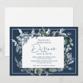 Elegant repetitief Dinner Dark Blue Floral Wreater Kaart