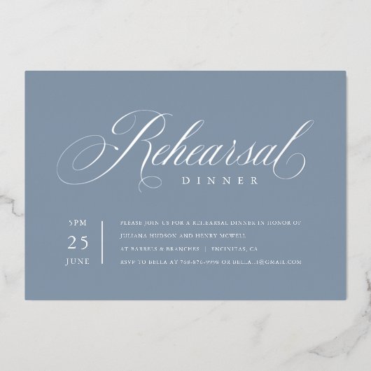 Elegant repetitief Dinner Silver Foil Uitnodiging (Voorkant)