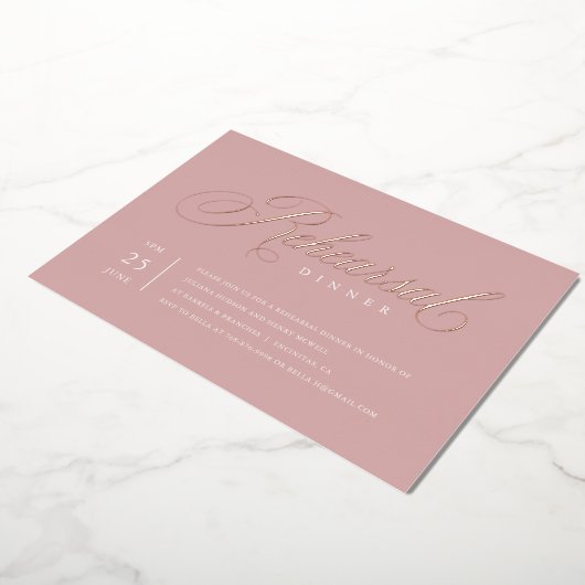 Elegant repetitief Roos Gold Foil Uitnodiging (Gedraaid)