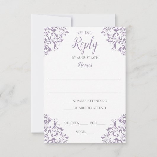Elegant Reply Card - Nadine (Lavender) Kaart (Voorkant)