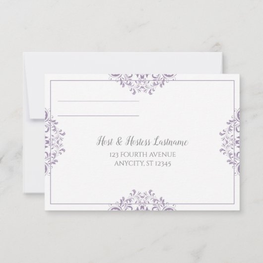 Elegant Reply Card - Nadine (Lavender) Kaart (Achterkant)