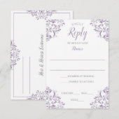 Elegant Reply Card - Nadine (Lavender) Kaart (Voorkant / Achterkant)