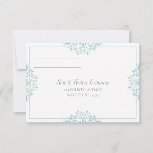 Elegant Reply Card - Nadine (Light Turquoise) Kaart (Achterkant)