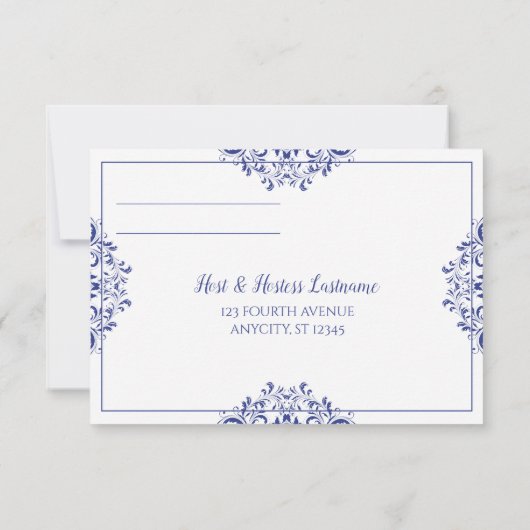 Elegant Reply Card - Nadine (Royal Blue) Kaart (Achterkant)