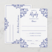 Elegant Reply Card - Nadine (Royal Blue) Kaart (Voorkant / Achterkant)