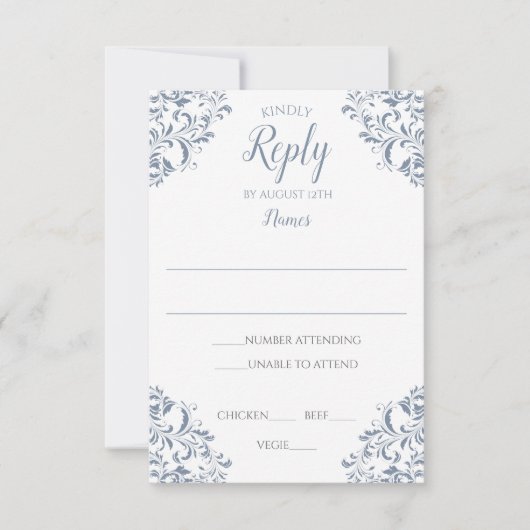 Elegant Reply Kaart - Nadine (Dusty Blue) (Voorkant)