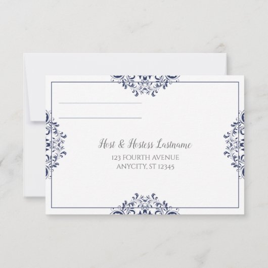 Elegant  Reply Kaart - Nadine (Navy Blue) (Achterkant)