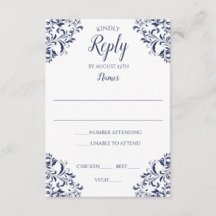 Elegant Reply Kaart - Nadine (Navy Blue)