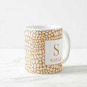 Elegant Reptile Skin Custom Initial Name Mug Koffiemok (Voorkant rechts)
