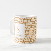 Elegant Reptile Skin Custom Initial Name Mug Koffiemok (Voorkant links)