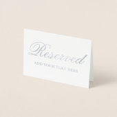 Elegant Reserved Silver Foil Table Kaart - Tekst t (Voorkant)
