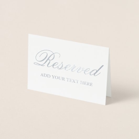 Elegant Reserved Silver Foil Table Kaart - Tekst t (Voorkant)
