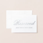 Elegant Reserved Silver Foil Table Kaart - Tekst t (Voorkant met envelop)