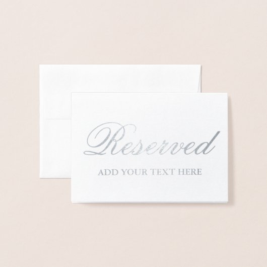 Elegant Reserved Silver Foil Table Kaart - Tekst t (Voorkant met envelop)