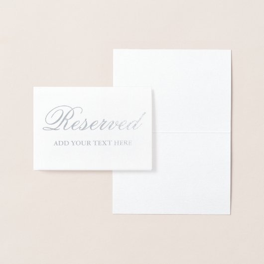 Elegant Reserved Silver Foil Table Kaart - Tekst t (Display)
