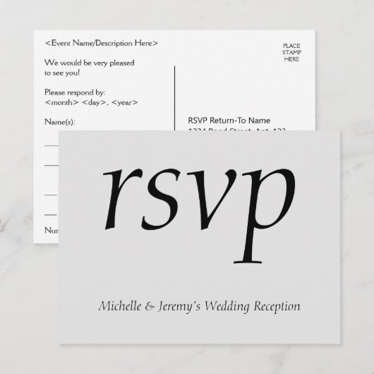 Elegant & respectabel "rsvp" Briefkaart (Voorkant / Achterkant)