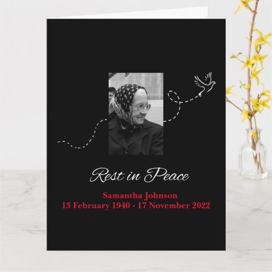 Elegant Rest in Peace Condoleance Kaart (Gele Bloem)