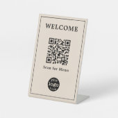 Elegant Restaurant Café Menu QR Code Bedrijf Logo Reclamebord Met Voetstuk (Voorkant)