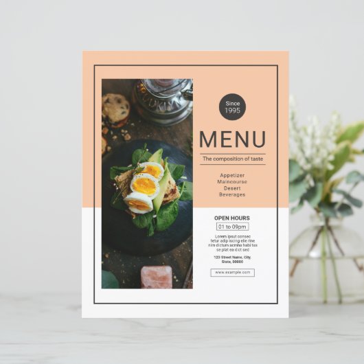 Elegant Restaurant Menu Sjabloon - Ontwerp uw Per (Staand voorkant)
