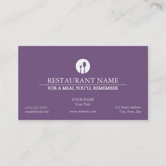 Elegant Restaurant Visitekaartje (Voorkant)