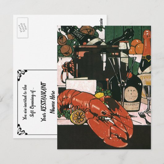 Elegant Restaurant Zachte Openingsuitnodiging Briefkaart (Voorkant / Achterkant)