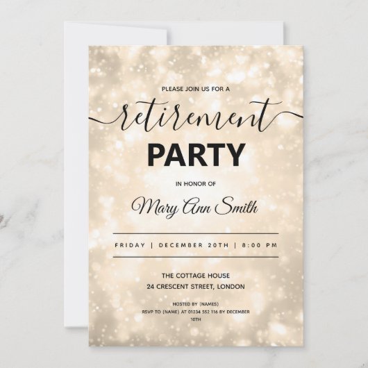 Elegant Retimentation Party Gold Champagne Sparkle Kaart (Voorkant)