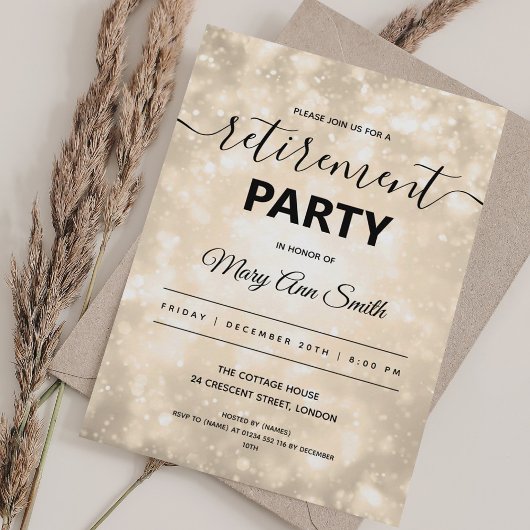 Elegant Retimentation Party Gold Champagne Sparkle Kaart
