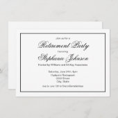 Elegant Retirement Black en White Script Party Kaart (Voorkant / Achterkant)