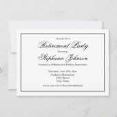 Elegant Retirement Black en White Script Party Kaart (Voorkant)