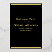 Elegant retirement Black REAL Gold Folie Uitnodiging (Achterkant)
