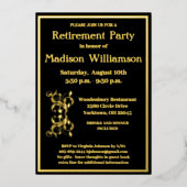 Elegant retirement Black REAL Gold Folie Uitnodiging (Voorkant)