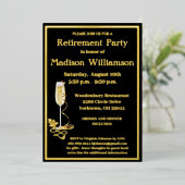 Elegant retirement Black REAL Gold Folie Uitnodiging (Staand Voorkant)