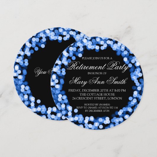 Elegant retirement Blue Sparkly Lights Kaart (Voorkant / Achterkant)