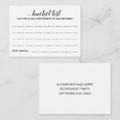 Elegant retirement Bucket List Ideeën als gastboek Advieskaart (Voorkant / Achterkant)