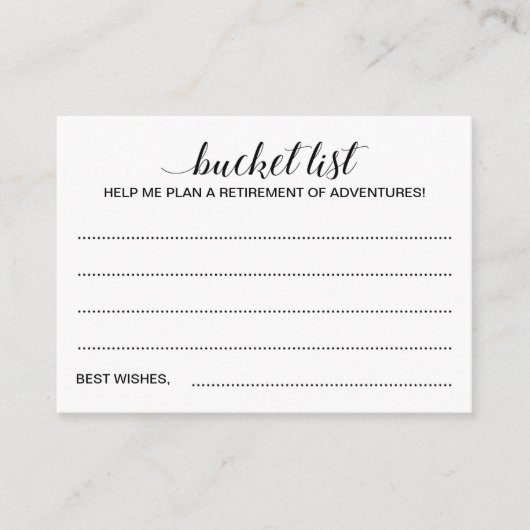 Elegant retirement Bucket List Ideeën als gastboek Advieskaart (Voorkant)