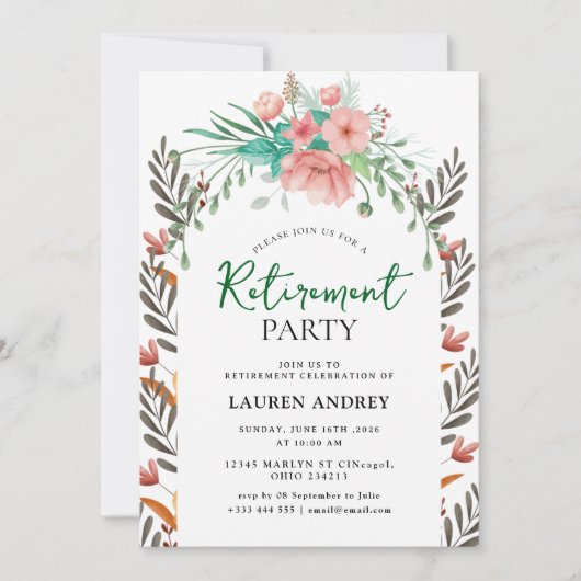 Elegant Retirement Celebration Invitation Kaart (Voorkant)