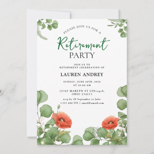 Elegant Retirement Celebration Invitation Kaart (Voorkant)