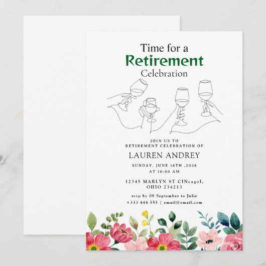 Elegant Retirement Celebration Invitation Kaart (Voorkant / Achterkant)