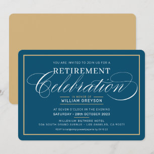 ELEGANT RETIREMENT DINNER modern donkerblauw goud Kaart
