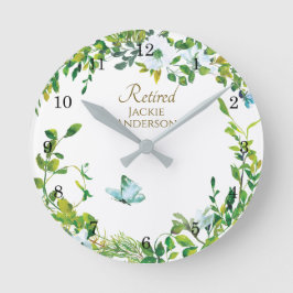 Elegant RETIREMENT Gift - Personalized Clock Leafy Ronde Klok