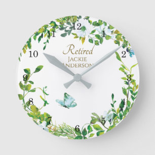 Elegant RETIREMENT Gift - Personalized Clock Leafy Ronde Klok