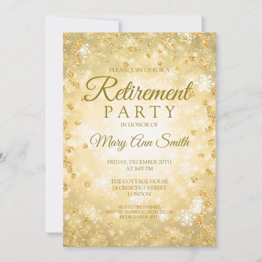 Elegant Retirement Gold Glitter Winter Wonder Kaart (Voorkant)